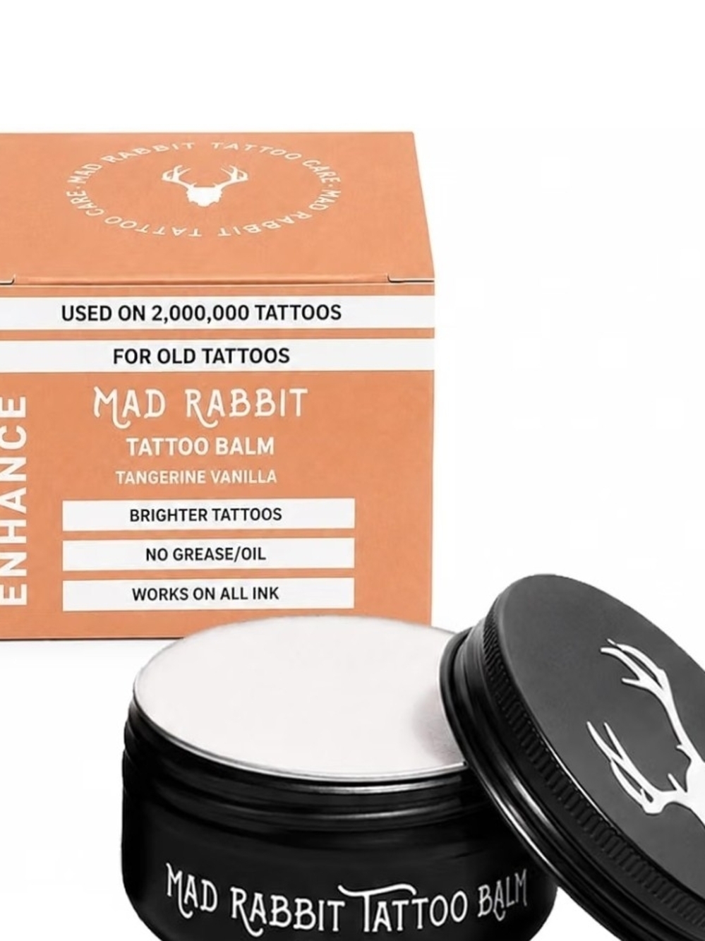 Tangerine Vanilla Tattoo Balm – Black Jar, Orange Box